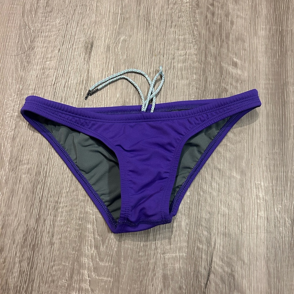 Jolyn Clothing Purple and Gray Bikini Bottom with Adjustable Ties